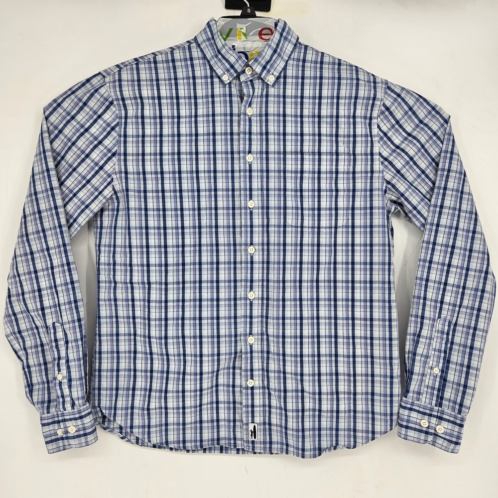 Johnnie O Shirt Mens Medium Button Down Long Sleeve Plaid Casual Blue White